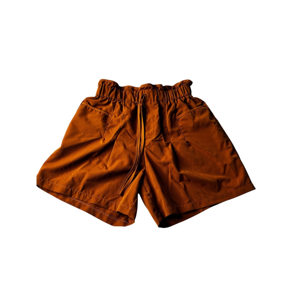 Lovepoem by Block Rust Brown Paperbag Waist Shorts Womens Medium Drawstring - Picture 2 of 10